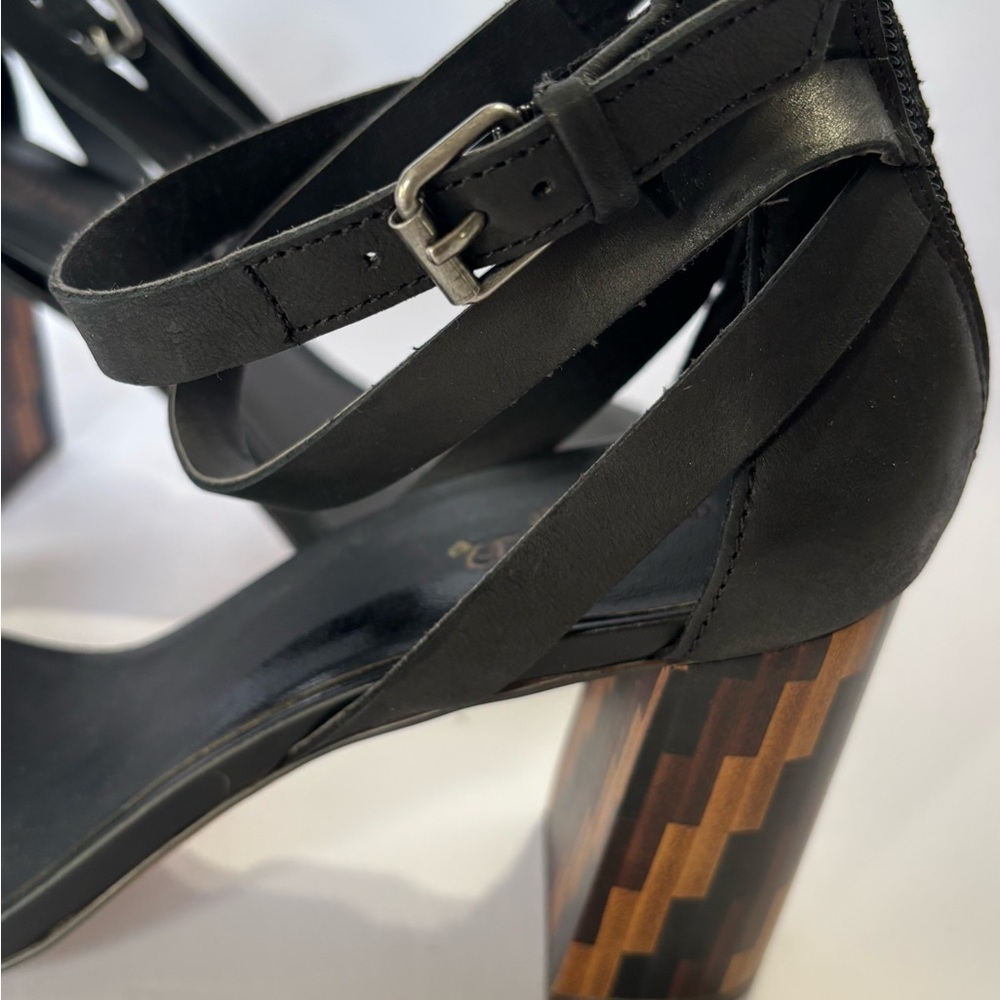 Crown Vintage Owen Black Block Heel Sandals Size - Picture 2 of 7